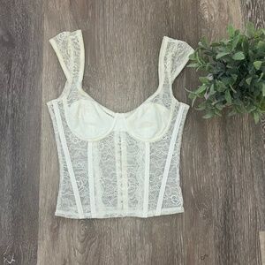 Edikted Rita Lace Corset Ivory Size XS